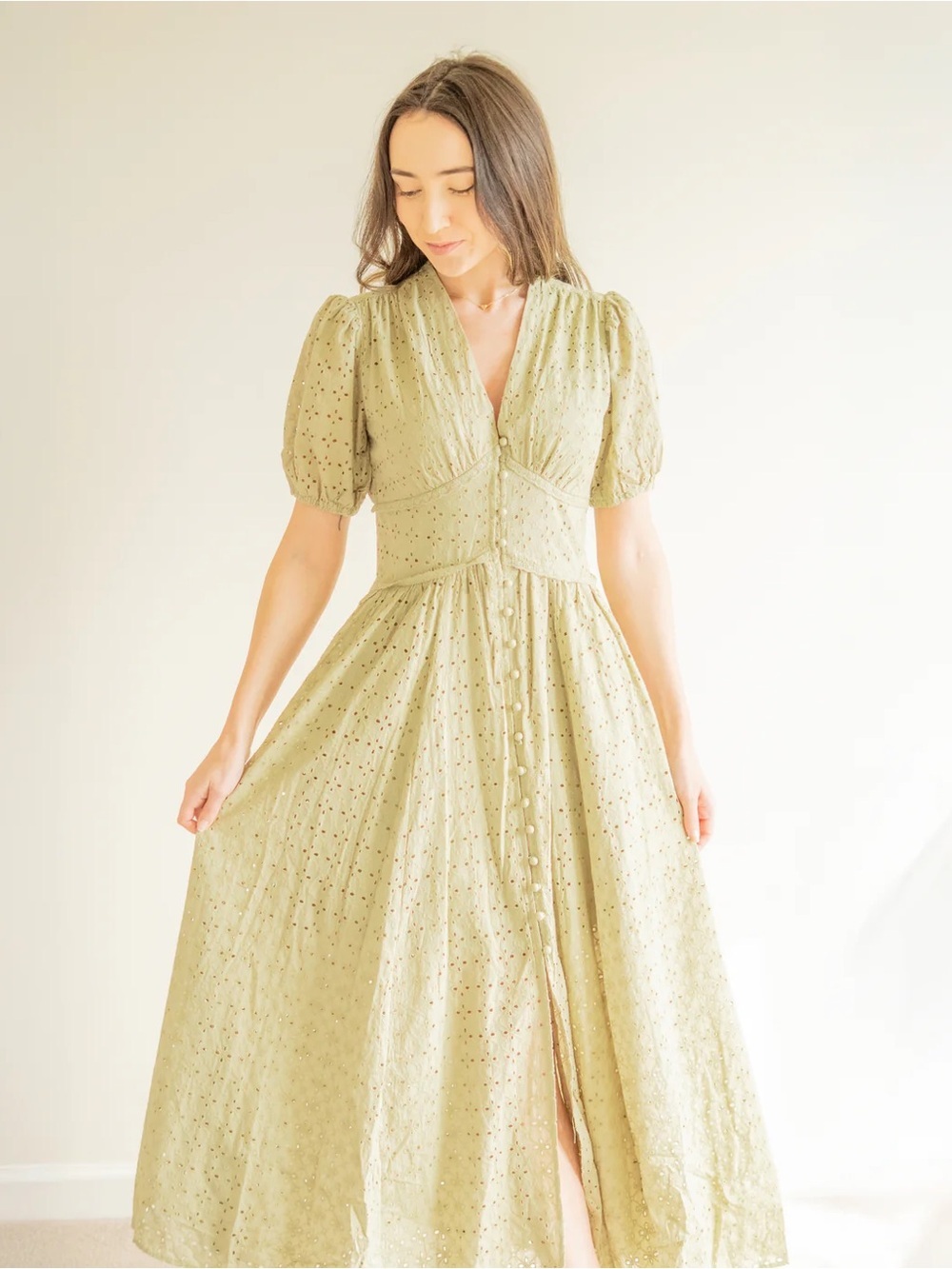 New with tags In Loom Cotton Eyelet Button Down Dress - Picture 3 of 8